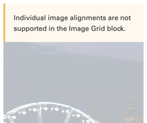 Example screenshot of warning and block gray-out editor feedback for an invalid alignment