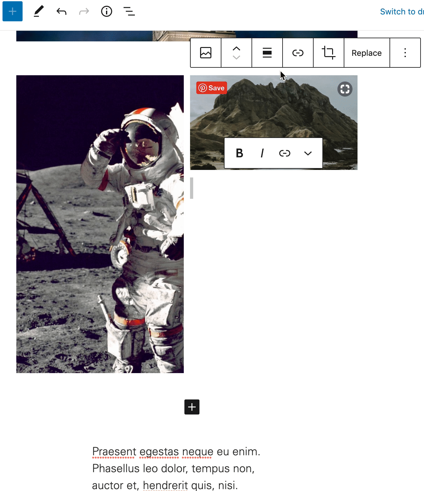 Animated screenshot of in-editor image cropping to a 9:16 ratio