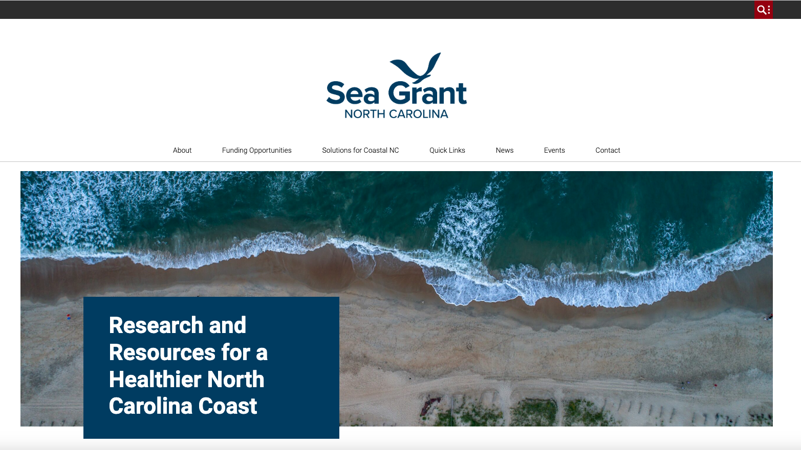 The homepage of the North Carolina Sea Grant website.