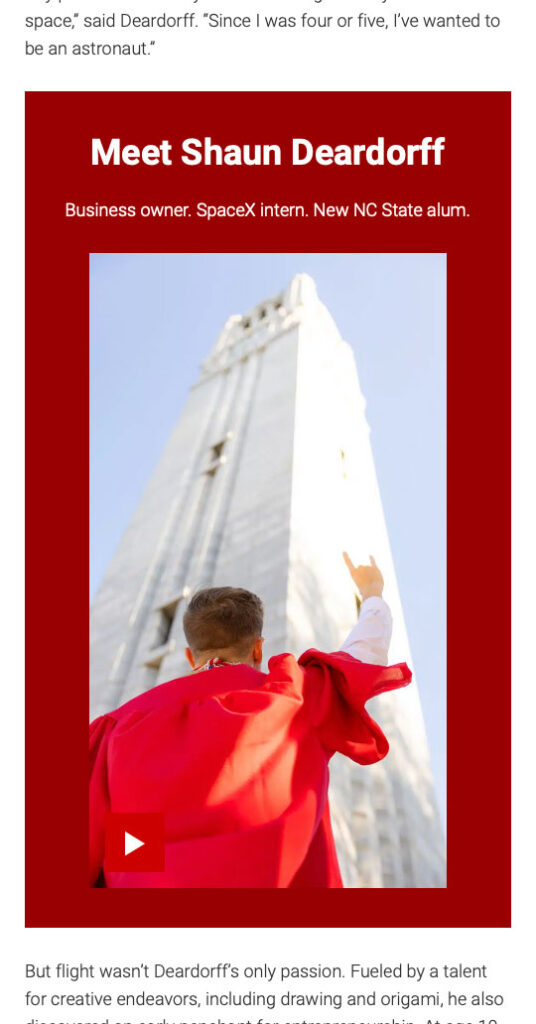 Screenshot of Vertical Video block