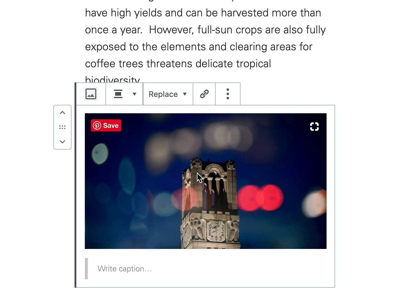 An animated example of selection and deselection of image alignment options.