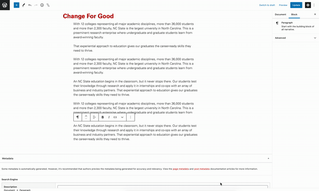 GIF demoing adding an Icon Links block to a page