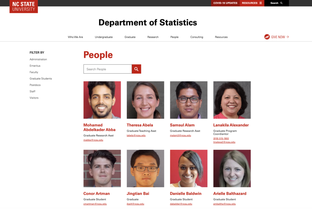 Screenshot of NC State People plugin
