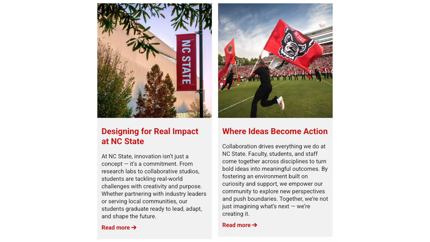 Two-column feature block with image, heading, text and button.