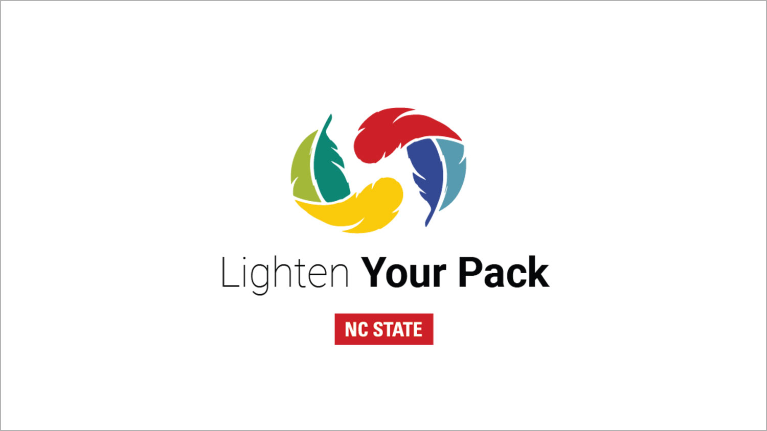 The Lighten Your Pack logo, which shows two feathers creating a circle.