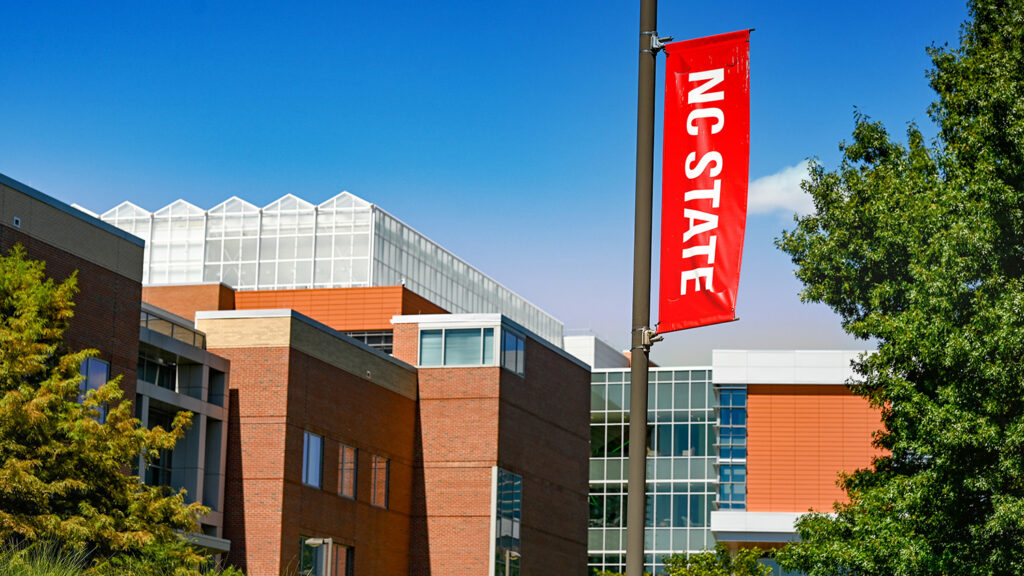 A red flag on Centennial Campus reads "NC State."
